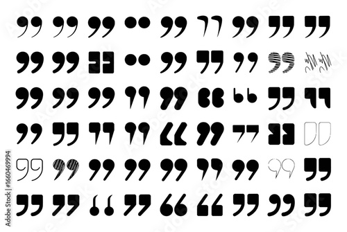 Collection of Diverse Quotation Mark Styles and Punctuation Symbols