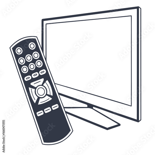 television screen with remote minimal line icon