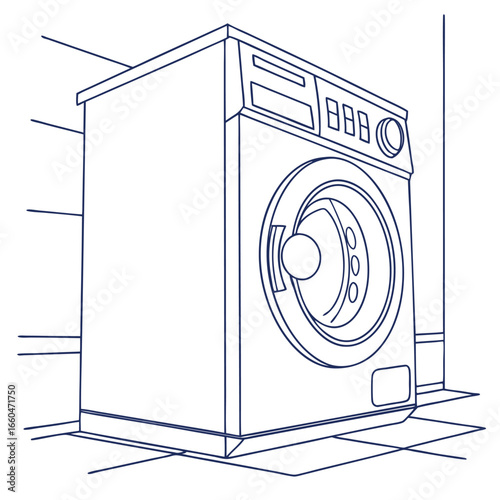 washing machine line art laundry appliance outline