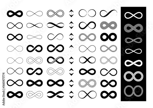 Collection of Infinity Symbols in Various Styles and Colors