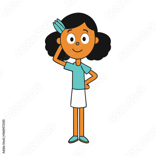 Beautiful Girl Brushing Hair Vector Illustration – Fashion, Beauty, Self Care Design