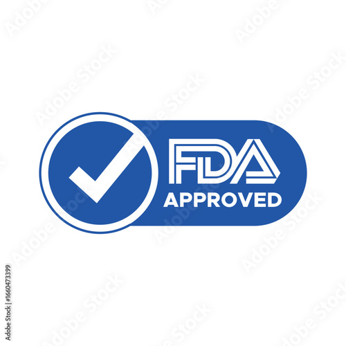 FDA approved Food and Drug Administration stamp vector design, official certification seal, FDA approval badge