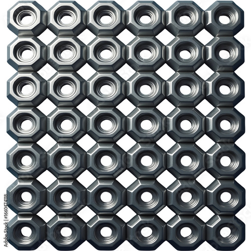 Hex Nut Grid Seamless Industrial Metal Texture