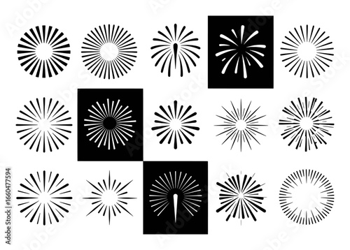 Collection of Sunburst and Starburst Graphic Elements
