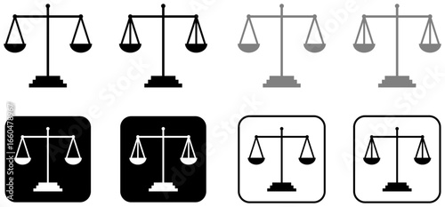 Scale icons. Scales of justice flat icon for apps and websites.Vector illustration.