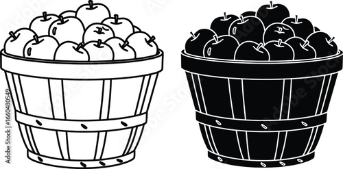 Basket of Apples Silhouette