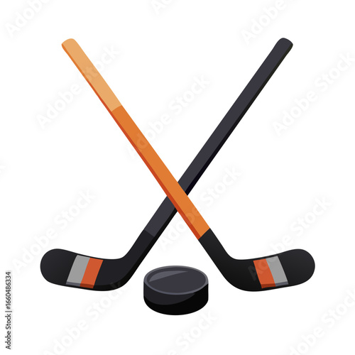 hockey stick and puck