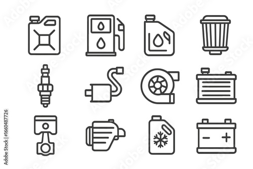 System icon fuel exhaust canister intake vector piston plug icons spark oil