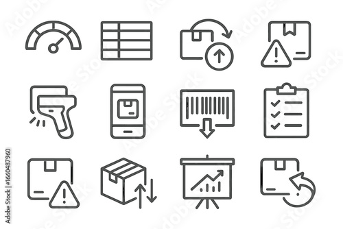 Scanner stock mobile app management vector item barcode inventory icon backorder icons
