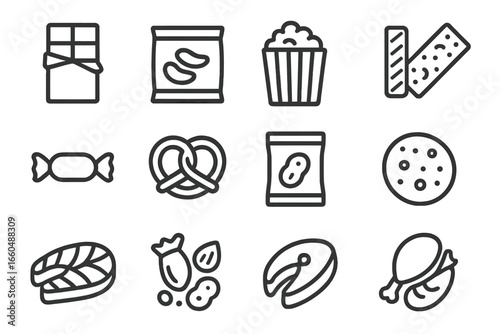 Icon trail nuts chips meat icons potato mix snack vector candy granola