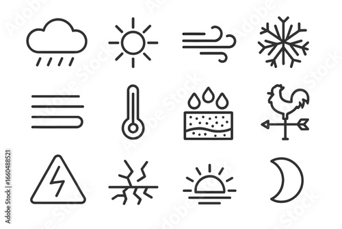 Vane vector warning icons cloud temperature snowflake farm weather icon gust rain