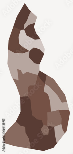 Map of Liechtenstein with regions. Just a simple country border map with region division. Brown color palette. Flat Liechtenstein shape with administrative division. Vector illustration.