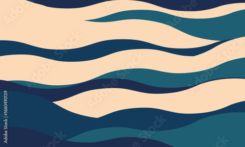Abstract calming ocean wave pattern.  Elegant teal and beige color palette evokes serenity and peace. Ideal for website backgrounds, social media, or print projects.