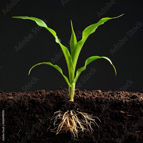 Young corn plant in soil (2)