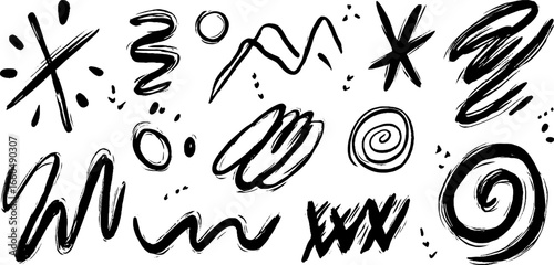 Abstract doodle set with dots and dashes for creative design projects