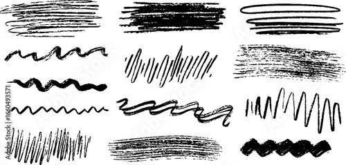 Hand drawn doodle set featuring horizontal marker strokes for creative design