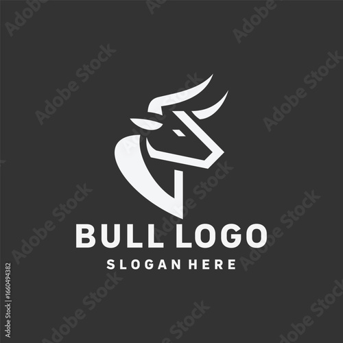 Modern Bull Illustration Logo Design
