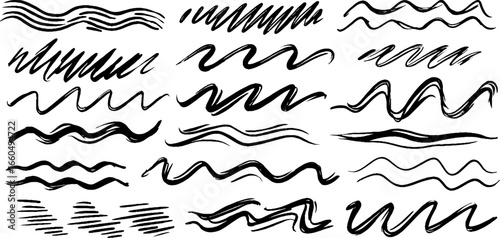 Hand drawn doodle set of horizontal stripe patterns for creative design projects