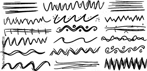 Creative doodle set of horizontal stripe patterns for artistic projects