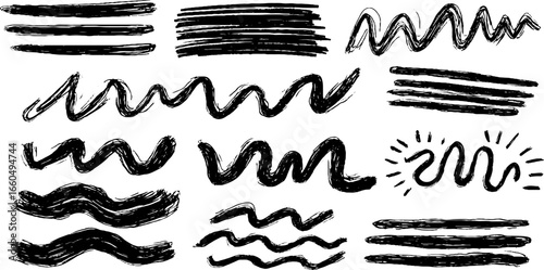 Hand drawn doodle set of vertical stripe patterns for creative design