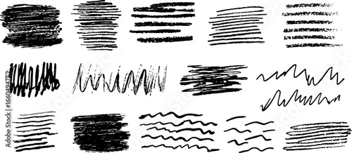 Hand-drawn doodle set with vertical stripe patterns for creative designs