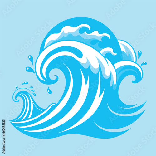A serene sea wave pattern floral illustration