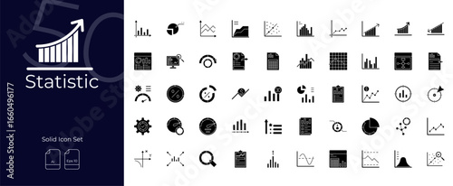 Statistic solid editable icon set