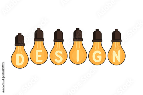 Decorative Retro design edison light bulbs with text Design on brick wall background. Vintage style with copper for loft and cafe. Switch On with letters. Vector Illustration