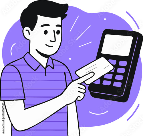 man using credit/debit card for payment, technology