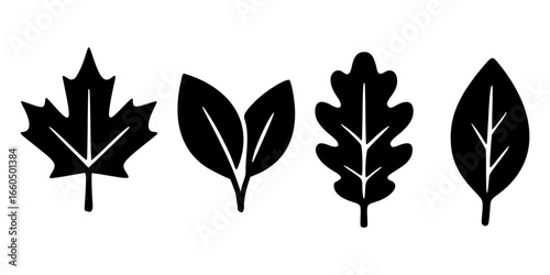 Various Black Silhouette Leaf Icons