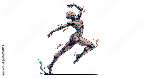 Futuristic robot dancing with grace and elegance