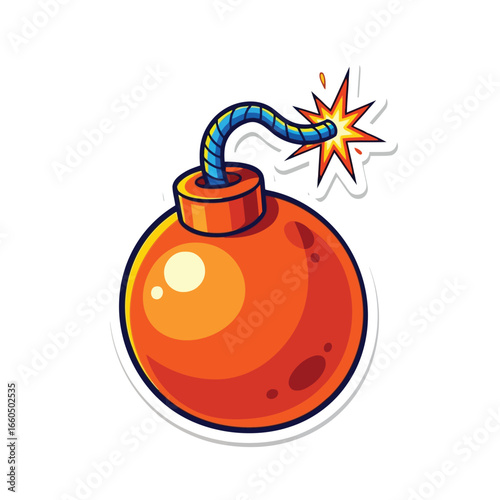 Vector art of cartoon bomb with a lit fuse