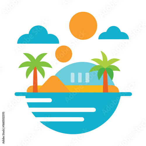 tropical island with palm tree
