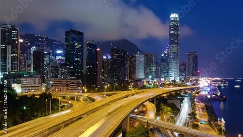 Wallpaper Mural Hong Kong Nightscape: City Lights and Traffic Flow Torontodigital.ca