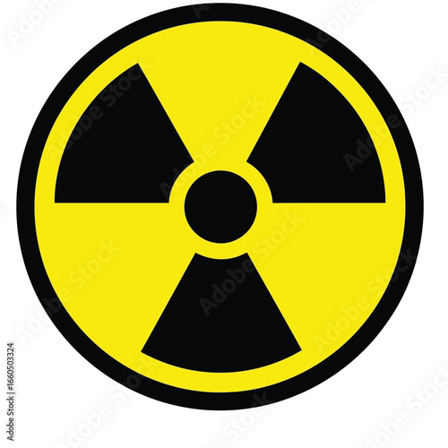 Vector art of yellow and black radiation hazard symbol, a universal warning sign for radioactive materials and nuclear danger