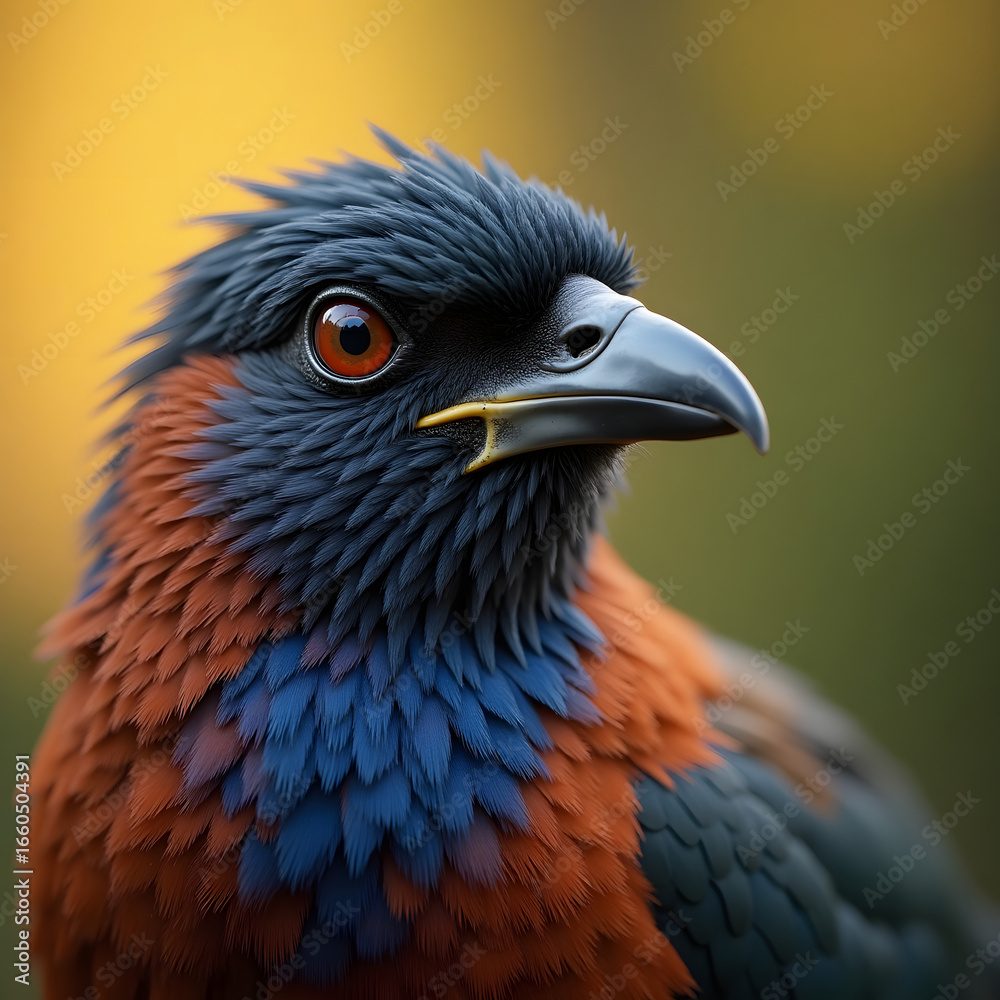 Fototapeta premium Close-up of Colorful Bird with Orange and Blue Feathers
