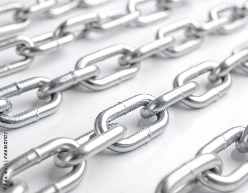 Fototapeta premium Silver Chains on White Background.