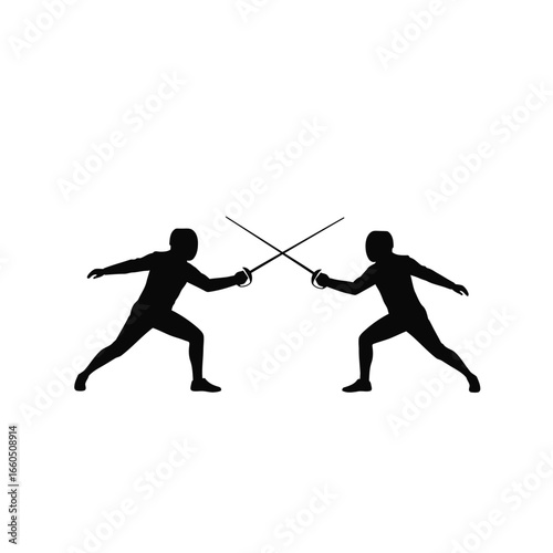Fencers dueling with swords fencing sport