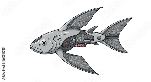 Futuristic mechanical fish showcasing advanced technology design