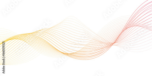 Wavy stripes on white background isolated. Digital energy waves technology concept. Digital frequency track equalizer. smooth flowing wave dots halftone lines dynamic gold isolated on transparent