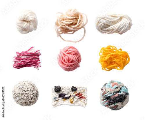 Colorful yarn displays woven textures, presented on black background. For fiber art, craft projects, and textile design use.