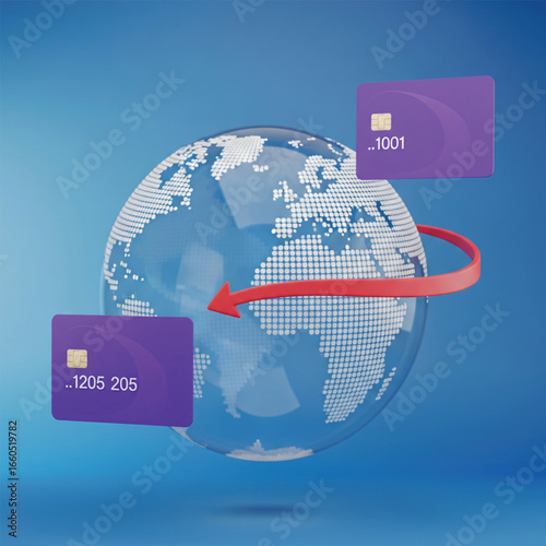 credit card with world map