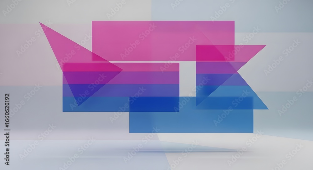 Fototapeta premium Abstract Rectangles and Triangles in Bi+ Colors – Semi-Transparent Geometry with Depth and Light