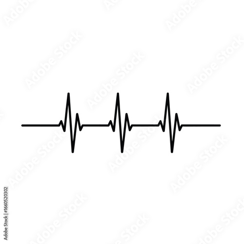 Black electrocardiogram line on white heartbeat pulse