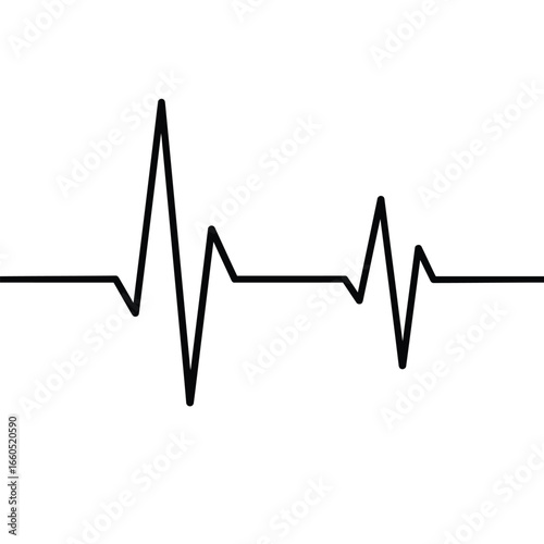 Black electrocardiogram line on white heartbeat pulse