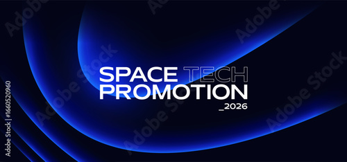 Dark futuristic background with blue light rays. Hi-tech conference presentation template. 