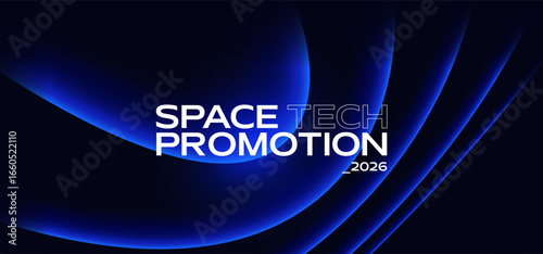 Dark futuristic background with blue light rays. Hi-tech conference presentation template. 