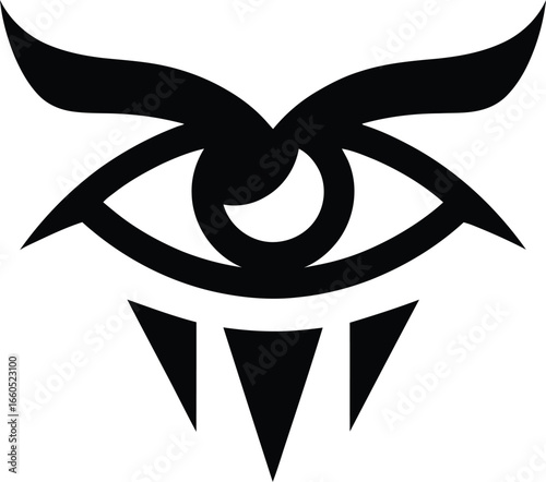 Vector Eye of Horus Graphic: A Stylized Egyptian Eye with a Bird's Beak.