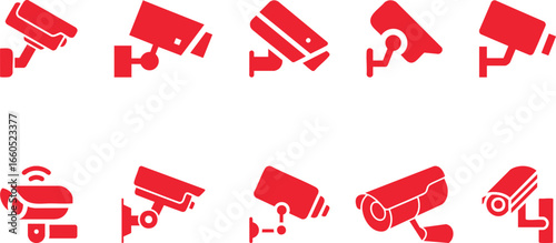 Camera Object Security Icon.  CCTV simple icon set. security camera icon set. CCTV security cameras vector icons set, video surveillance design