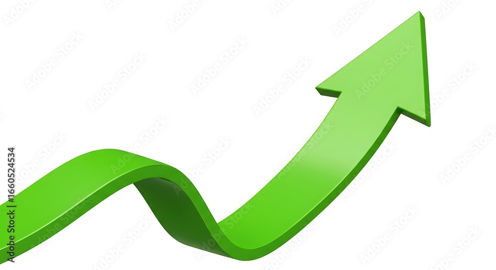 Green upward trend arrow isolated on white background Green upward trend arrow isolated on white background